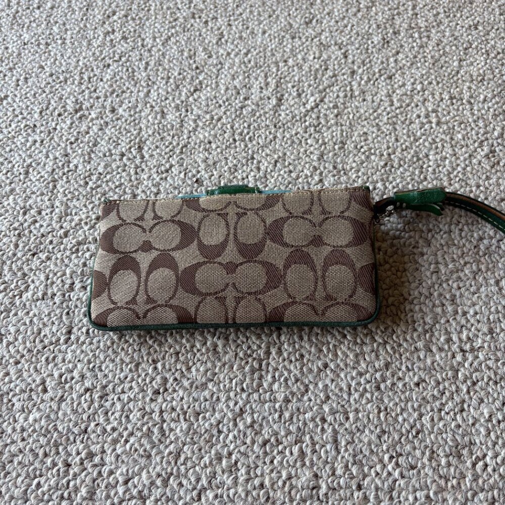 Vintage Coach Soho Signature Canvas Wristlet – Green Suede – Y2K Authentic vint - Picture 7 of 8